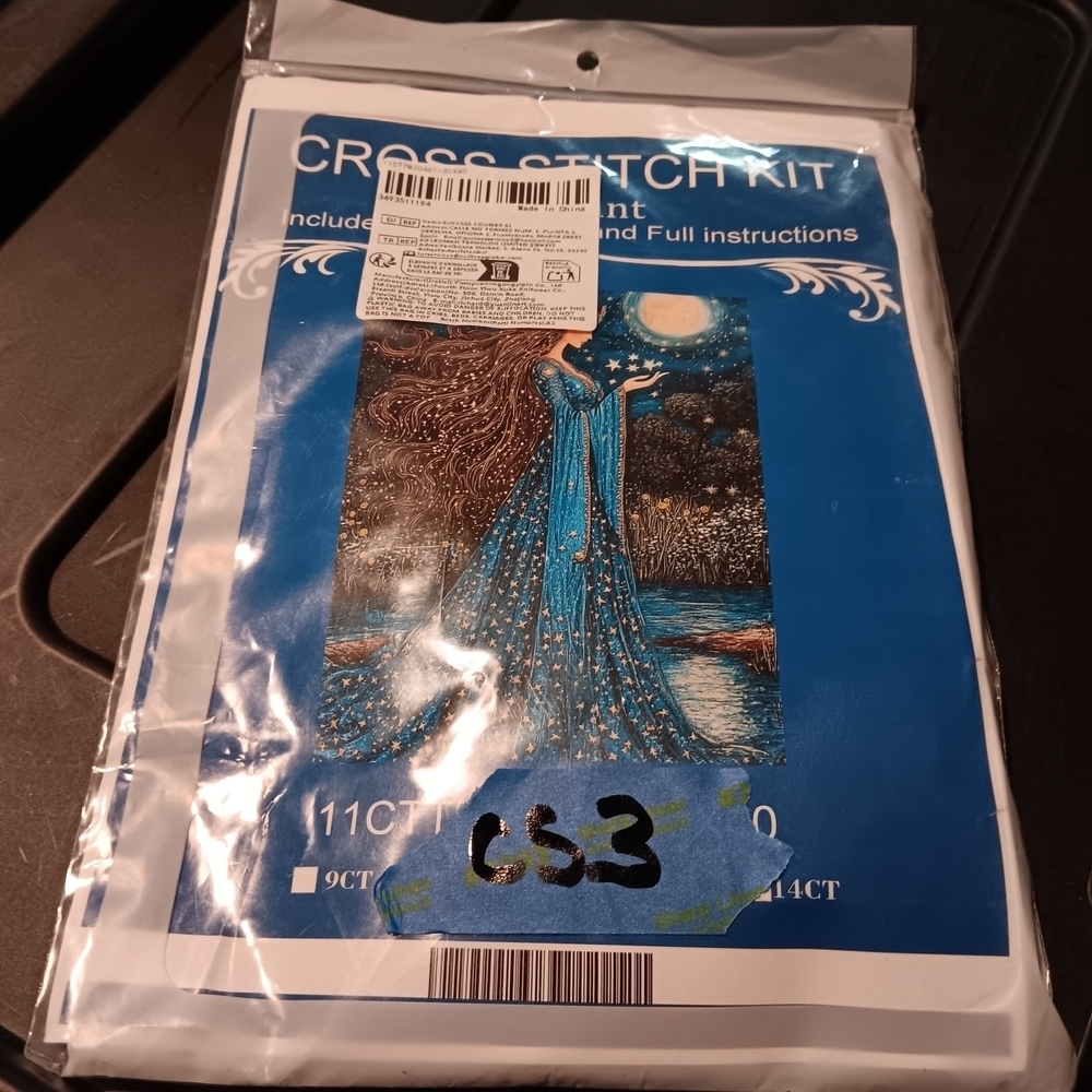 Blue Lady Cross Stitch Kit with Moonlit Design 30x40 - Picture 2 of 2